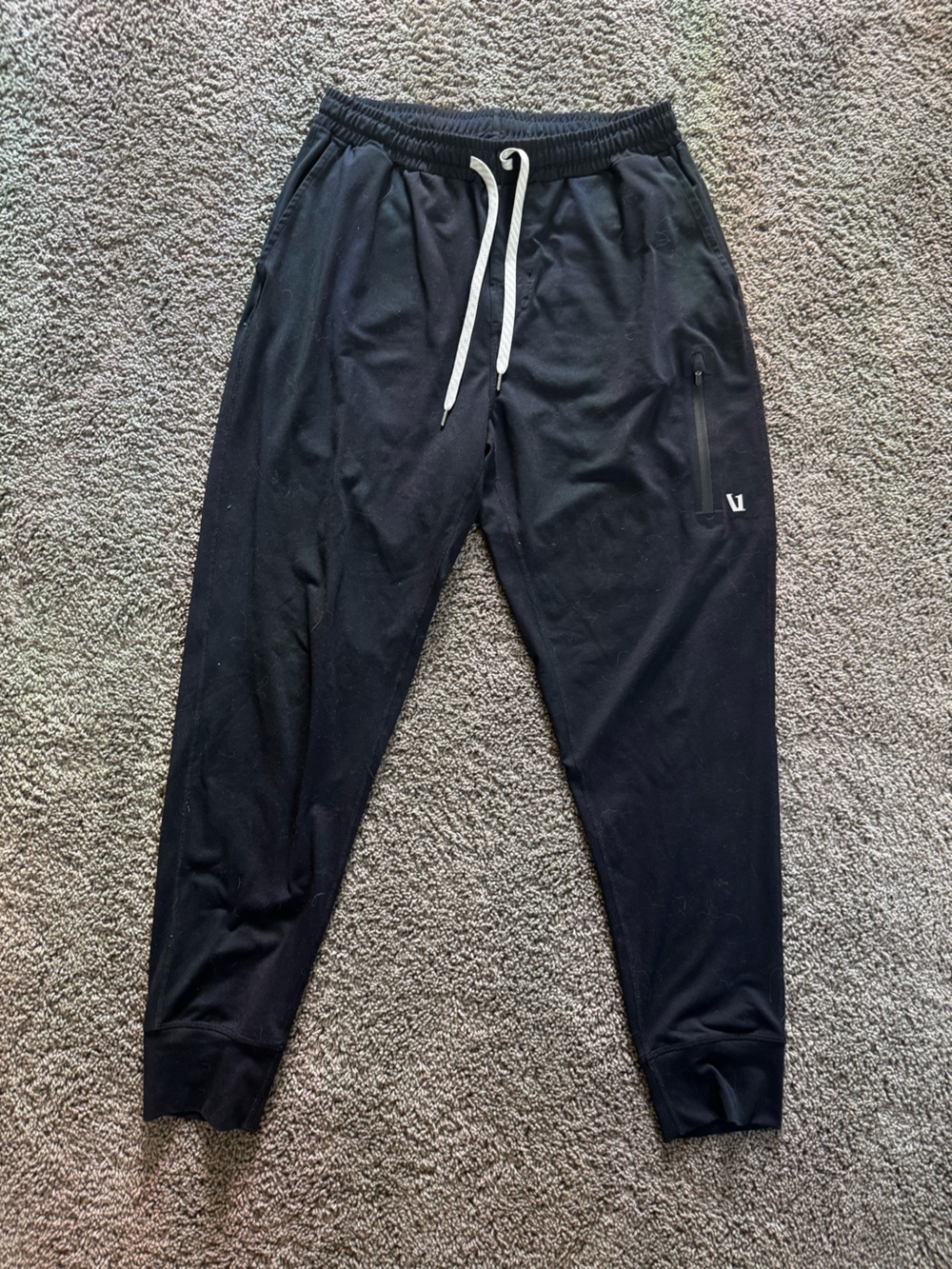 Vuori Black Jogger Sweatpants with White Drawstring